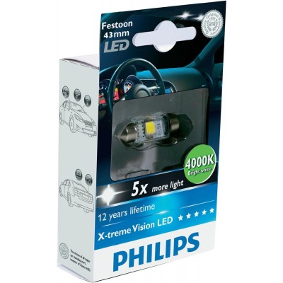 Philips LED C5W X-TremeVision 43 мм (+400%)